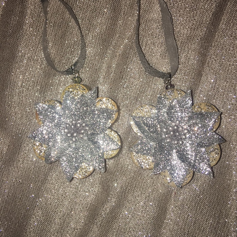 Poinsettia Wine Cork Ornaments (set of 2)